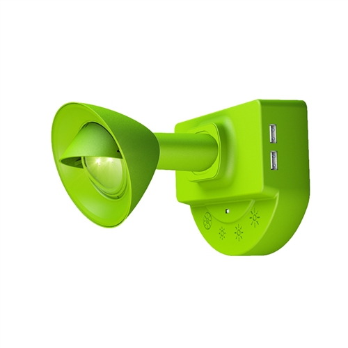 InteliEnergy RV Wall Lamp in Lime, Bright LED Light, Uses DC Power, 2 USB Chargers