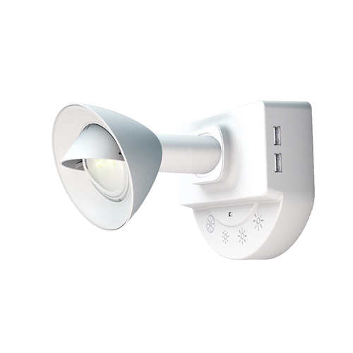 InteliEnergy RV Wall Lamp in White, Bright LED Light, Uses DC Power, 2 USB Chargers