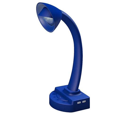 InteliEnergy RV Table Lamp in Blue, Warm LED Light, Uses DC Power, 2 USB Chargers