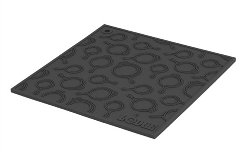 Lodge AS7SKT11 Square Silicone Trivet With Skillet Pattern, 7" x 7", Black