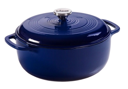 Lodge EC6D32 Enameled Cast Iron Dutch Oven, 6 Quart, Indigo