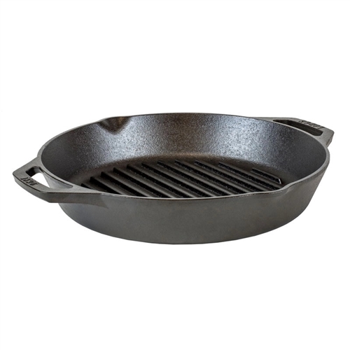 Lodge L10GPL Dual Handle Pre-Seasoned Cast Iron Grill Pan, 12"