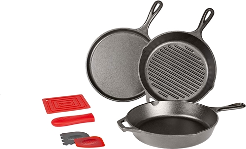 Lodge L6SPA41 Essential Seasoned Cast Iron Pan Set