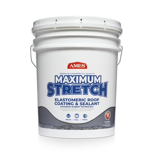 Ames MSS5 Maximum Stretch Elastomeric Roof Coating & Sealant, White, 5 Gallon