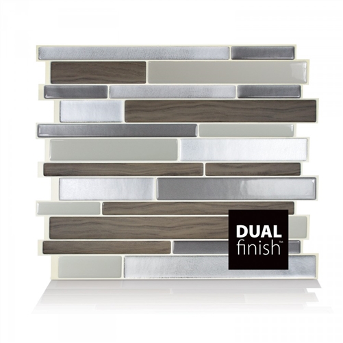 Smart Tiles SM-1050-4 Peel and Stick Mosaic Tile RV Backsplash - Milano Argento Grey