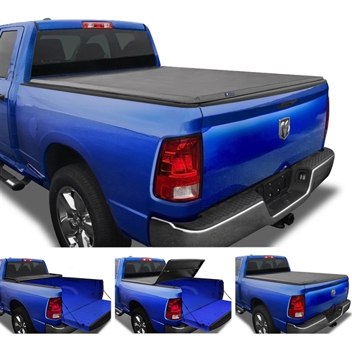 Tyger Auto TG-BC3D1015 T3 Soft Tri-Fold Truck Bed Tonneau Cover, 2009-18 Dodge Ram 1500/2019-21 Classic, 5' 7" Bed